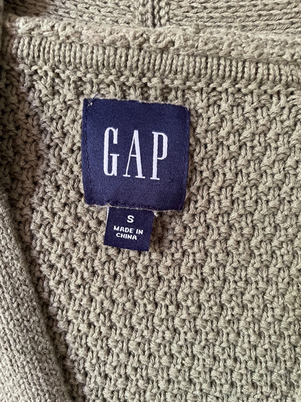 GAP 100% cotton knit cardigan olive green S - Picture 3 of 4